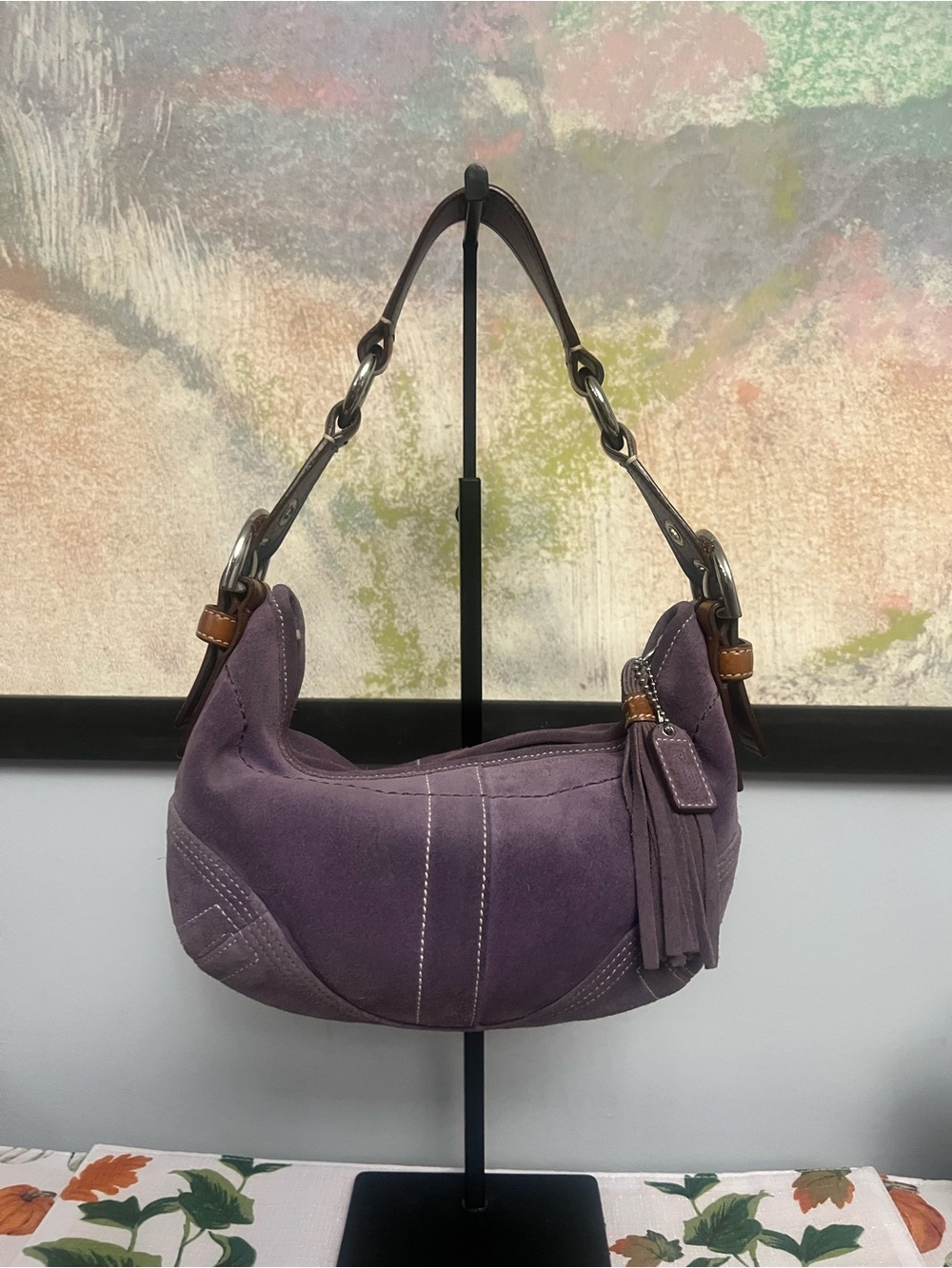 Vintage 2005 Coach Lavender Suede Soho Shoulder Bag with Tassel